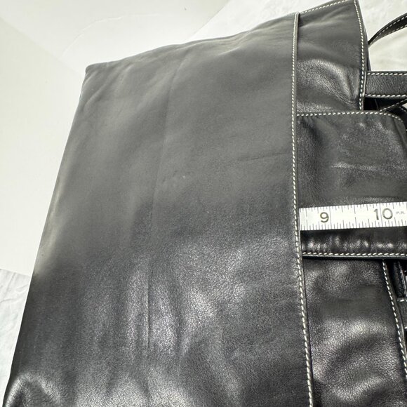 Ralph Lauren RLL Black Smooth Leather Front Flap Shoulder Bag Double Strap Class - Picture 11 of 16